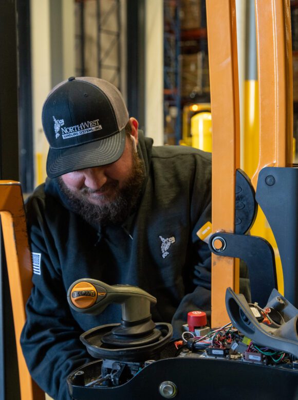 Service Technician with Truck and Hat